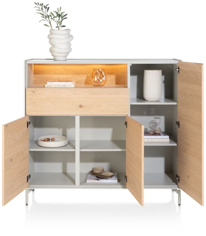 Niora, Dressette 148 Cm - 3-Deuren + 1-Lade + 1-Niche - Afbeelding 2