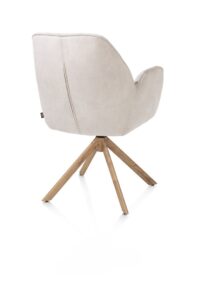 Bell, chaise &agrave; accoudoirs - pi&eacute;tement aspect ch&ecirc;ne - pivotante - confort ressorts - combi Calabria/Vada - Caillou - Image 3
