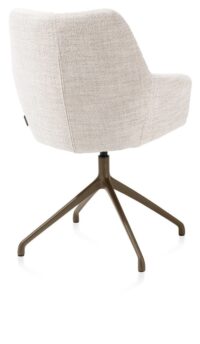 Mats, armstoel aluminium frame 4-poots - draaibaar steelbrown - stof Luton - Creme - Afbeelding 2