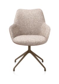 Mats, armstoel aluminium frame 4-poots - draaibaar steelbrown - Pala cognac + Luton koper