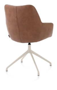 Mats, armstoel aluminium frame 4-poots - draaibaar creme - Pala cognac + Luton koper - Afbeelding 2