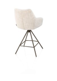Mats, barstoel - metalen 4-pootjes - steelbrown - Luton - Creme - Afbeelding 2