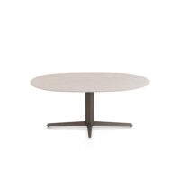 Saluti, eetkamertafel ellips 180 X 105 cm. - centrale teenpoot - steelbrown - Light sand