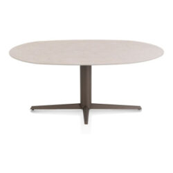 Saluti, table ellipse 180 X 105 cm. - pied central - steelbrown - Light sand