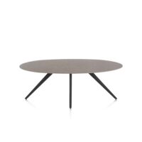 Saluti, eetkamertafel ellips 210 x 105 cm. - 4 poot - rough off black - Lava