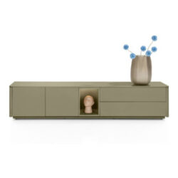 Trentino, Buffet bas 210 cm. - 2 portes + 2 tiroirs + 1 niche - mdf laqu&eacute; - Olive