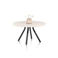 Lund, table ronde 140 cm. - stone-skin - pied central court - Noir nebbia
