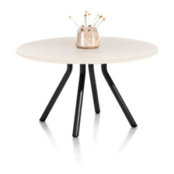 Lund, table ronde 140 cm. - stone-skin - pied central court - Noir nebbia