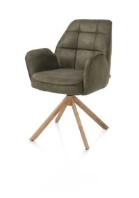 Bell, armstoel - eikenprint frame - draaibaar - pocket - stof Calabria - mosgroen - Afbeelding 2