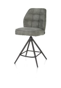 Bell, chaise de bar - piétement graphite - pivotante - confort ressorts - tissu calabria - Olive - Image 3
