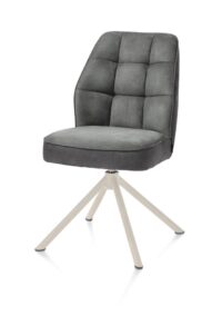 Bell, chaise - piétement tubulaire crème - pivotante - confort ressorts - tissu Calabria - Anthracite