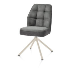 Bell, chaise - piétement tubulaire crème - pivotante - confort ressorts - tissu Calabria - Anthracite