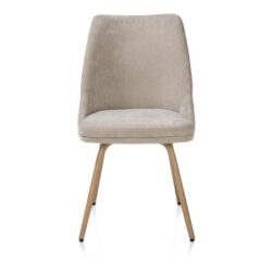 Jaxie, Chaise de salle &agrave; manger - pieds m&eacute;tal imprim&eacute; ch&ecirc;ne - tissu malaya - Taupe