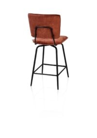 Manou, chaise de bar - off black - tissu Karese - cuivre - Image 3