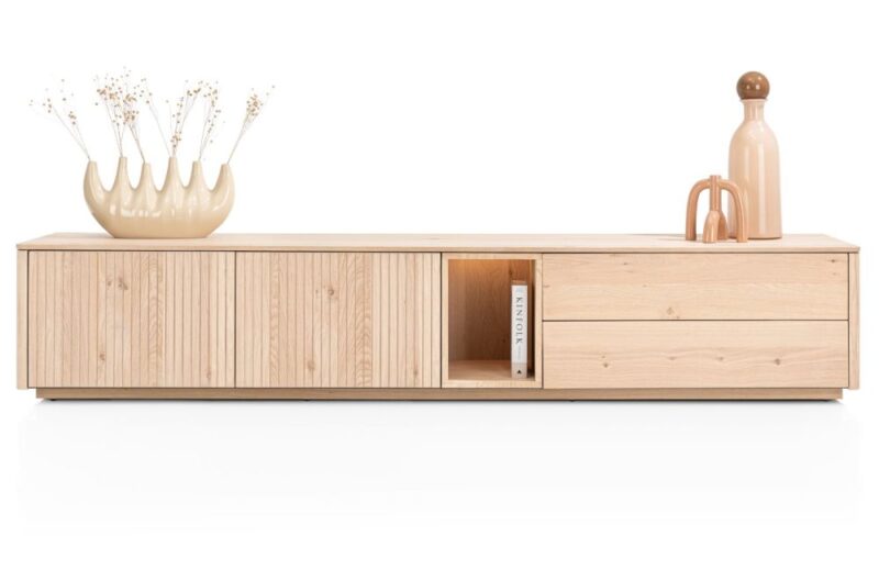 Trenton, Lowboard 240 Cm - 2-Deuren + 2-Laden + 1-Niche - Natural - Afbeelding 2