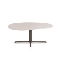 Saluti, eetkamertafel organisch 180 X 120 cm. - centrale teenpoot - steelbrown - Light sand