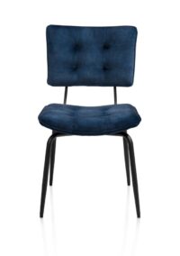 Manou, eetkamerstoel - off black - stof Karese - Donkerblauw