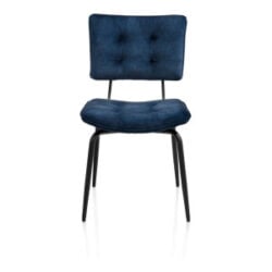 Manou, chaise - off black - tissu Karese - Bleu fonce