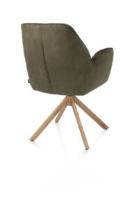 Bell, armstoel - eikenprint frame - draaibaar - pocket - stof Calabria - mosgroen - Afbeelding 3