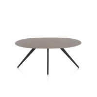 Saluti, eetkamertafel ellips 180 x 105 cm. - 4 poot - rough off black - Lava