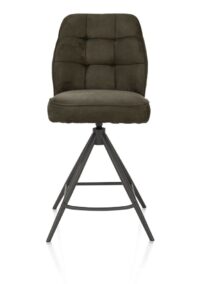 Bell, chaise de bar - pi&eacute;tement graphite - pivotante - confort ressorts - tissu calabria - vert mousse