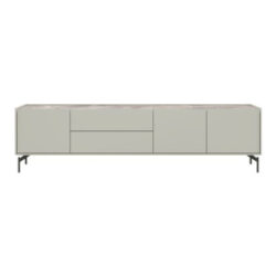 Noon, buffet bas 210 cm - 3-portes + 2-tiroirs - plateau en HPL light grey