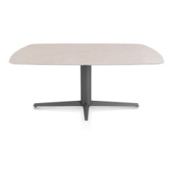 Saluti, table ovale 180 X 105 cm. - pied central - graphite - Light sand
