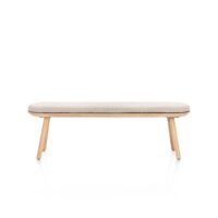Niora, banc 160x43cm - chene massif - pied bois - coussin inclus