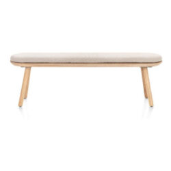 Niora, banc 160x43cm - chene massif - pied bois - coussin inclus