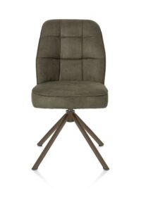 Bell, chaise - piétement tubulaire steelbrown - pivotante - confort ressorts - tissu Calabria - vert mousse