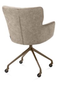 Sage, chaise à accoudoirs + roulettes - pietement aluminium steelbrown - tissu Oregon - beige - Image 2