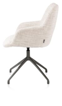 Mats, armstoel aluminium frame 4-poots - draaibaar grafiet - stof Luton - Creme - Afbeelding 3