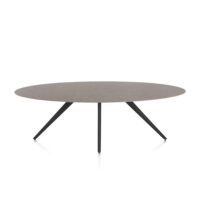 Saluti, eetkamertafel ellips 240 x 110 cm. - 4 poot - rough off black - Lava