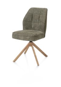 Bell, chaise - piétement aspect chêne - pivotante - confort ressorts - combi Calabria/Vada - vert mousse - Image 2