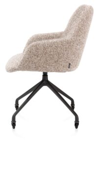 Mats, chaise &agrave; accoudoirs - pi&eacute;tement aluminium rough off black + roulettes - tissu Luton - Cuivre - Image 3