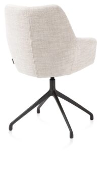 Mats, armstoel aluminium frame 4-poots - draaibaar rough off black - stof Luton - Creme - Afbeelding 2