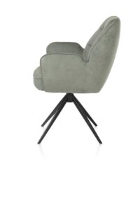 Bell, chaise &agrave; accoudoirs - pi&eacute;tement noir - pivotante - relax - confort ressorts - tissu Calabria - Olive - Image 3