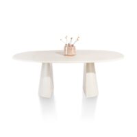 Lund, table ovale 210 x 120 cm. - stone-skin - pied cone - Nebbia