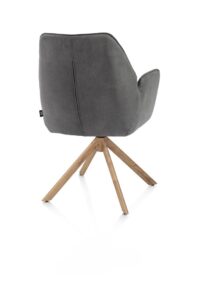 Bell, chaise à accoudoirs - piétement aspect chêne - pivotante - confort ressorts - tissu Calabria - Anthracite - Image 3