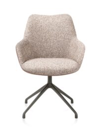Mats, armstoel aluminium frame 4-poots - draaibaar grafiet - combi Pala cognac + Luton koper