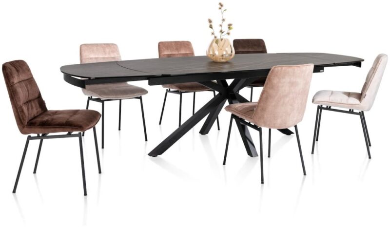 Montello, Uitschuiftafel 200 X 100 Cm. (+ 2 X 50) - Centrale Poot - Keramiek Blad - Wit - Afbeelding 2