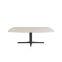 Saluti, eetkamertafel ovaal 210 X 105 cm. - centrale teenpoot - rough off black - Light sand