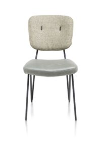 June, eetkamerstoel - frame off black + pocketvering - combi stof Pala (zit) en stof Cleo (rug) - Groen