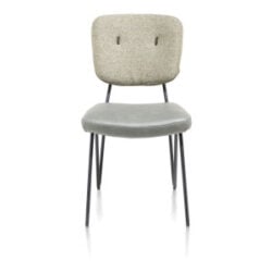June, eetkamerstoel - frame off black + pocketvering - combi stof Pala (zit) en stof Cleo (rug) - Groen