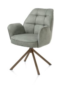 Bell, chaise à accoudoirs - piétement tubulaire steelbrown - pivotante - confort ressorts - tissu Calabria - Olive - Image 2