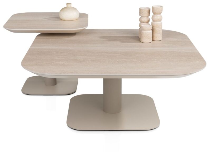 Brianto, Salontafel 90 X 90 Cm - Keramiek Blad Travertin - Afbeelding 3