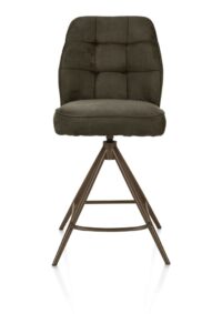 Bell, barstoel - steelbrown frame - draaibaar - pocket - stof calabria - mosgroen
