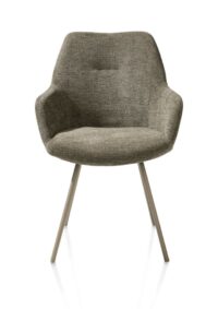 Odin, chaise &agrave; accoudoirs - pi&eacute;tement m&eacute;tal RAL 7034 - gris-vert - tissu Vada vert mousse