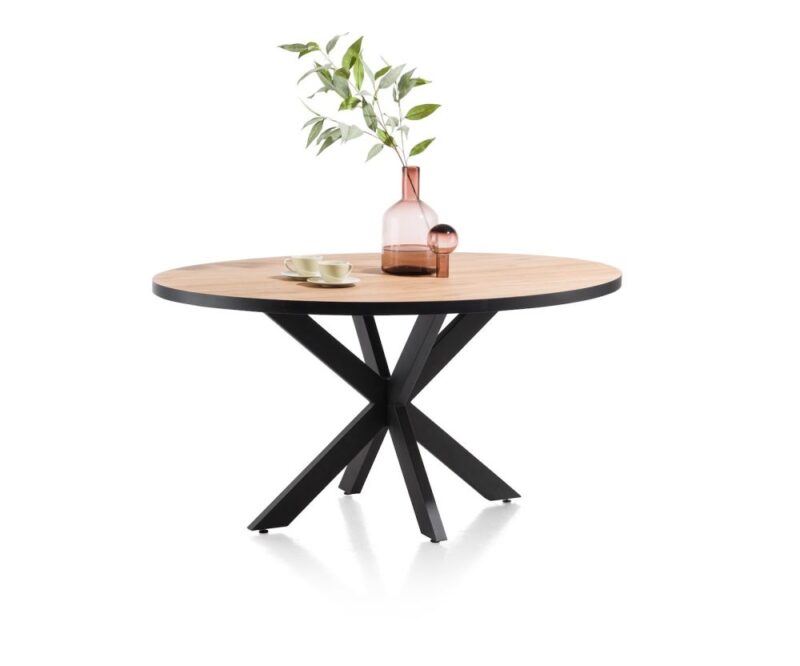 Avalox, Table Ronde 150 X 120 Cm - Couleur Oak Natural Vintage - Centrale Pied - Image 2