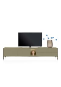 Trentino, Lowboard 270 cm. - 2-deuren + 2-laden + 1-niche - mdf gelakt - Olijf